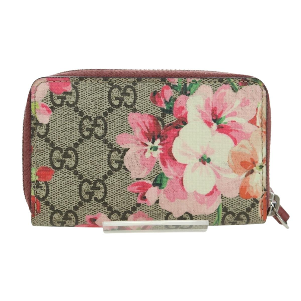 GUCCI GG Supreme Flora Round Coin Purse Coin Purse PVC Beige Pink Auth am11036V