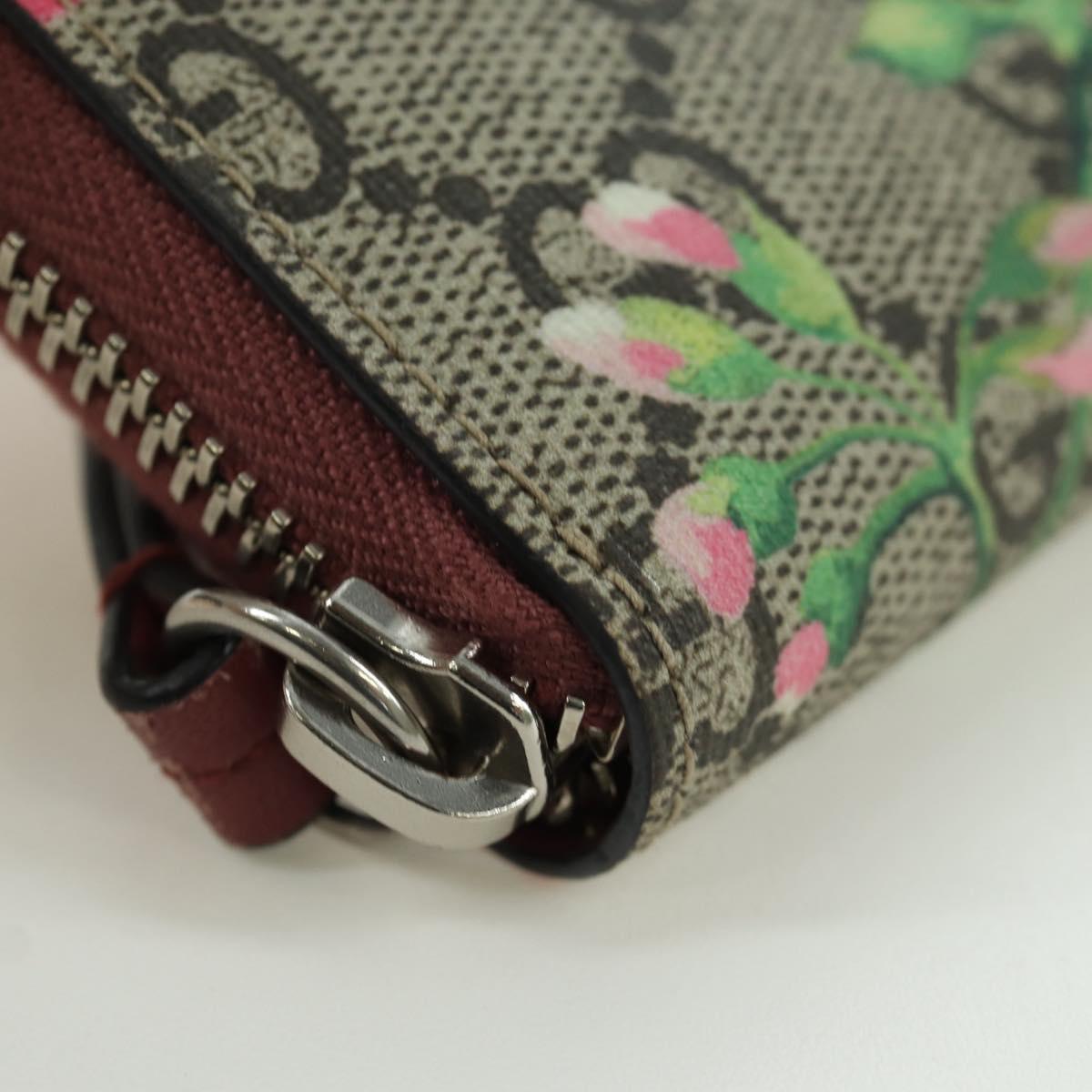 GUCCI GG Supreme Flora Round Coin Purse Coin Purse PVC Beige Pink Auth am11036V