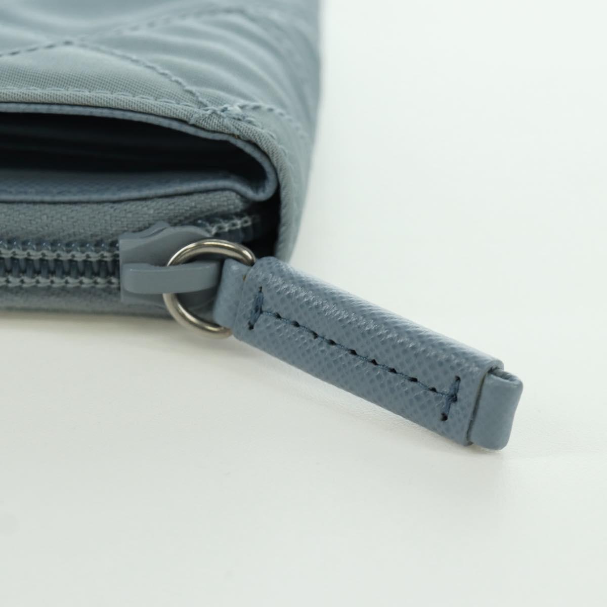 PRADA Round Compact Wallet Wallet Nylon Light Blue 1ML605 Auth am11040V