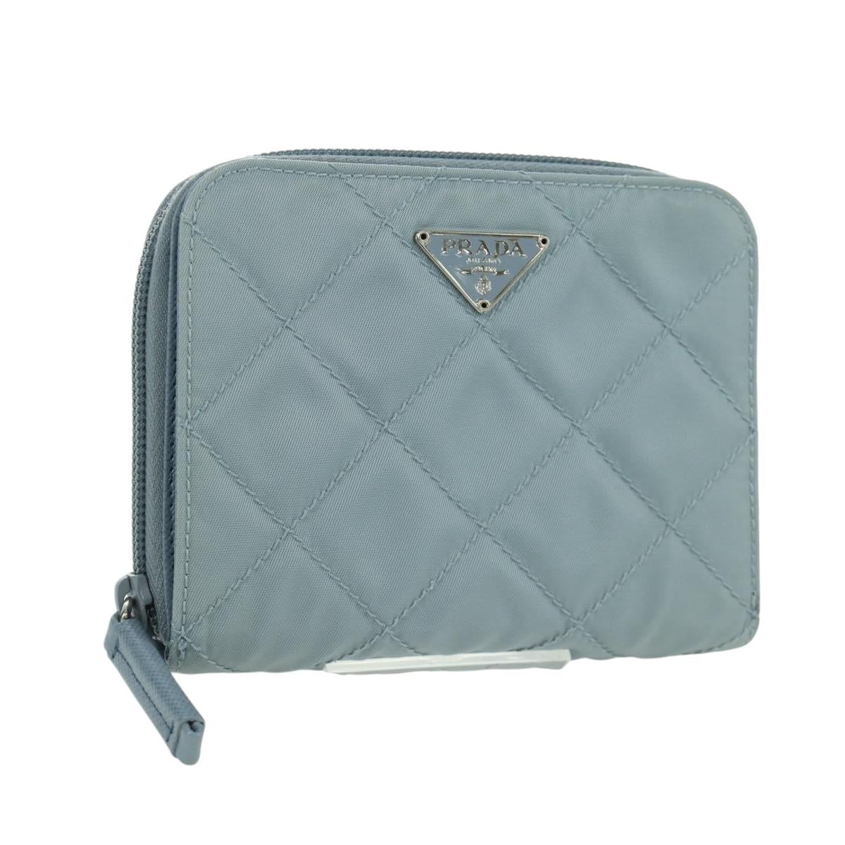 PRADA Round Compact Wallet Wallet Nylon Light Blue 1ML605 Auth am11040V