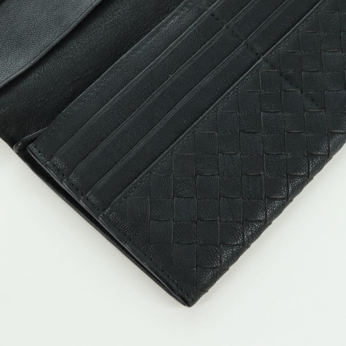 BOTTEGA VENETA INTRECCIATO Long Wallet Leather Navy Gray Ivory Auth am11043A