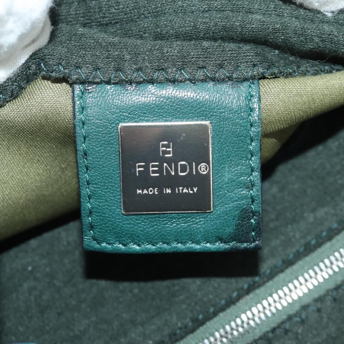 FENDI Mamma Baguette Shoulder Bag Jersey Green Silver Auth am11047V