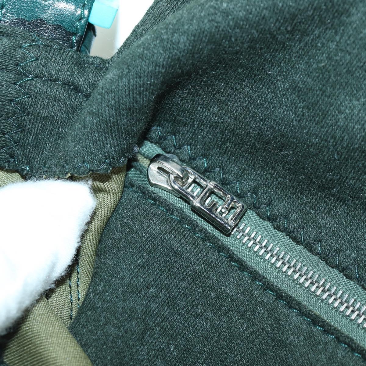 FENDI Mamma Baguette Shoulder Bag Jersey Green Silver Auth am11047V