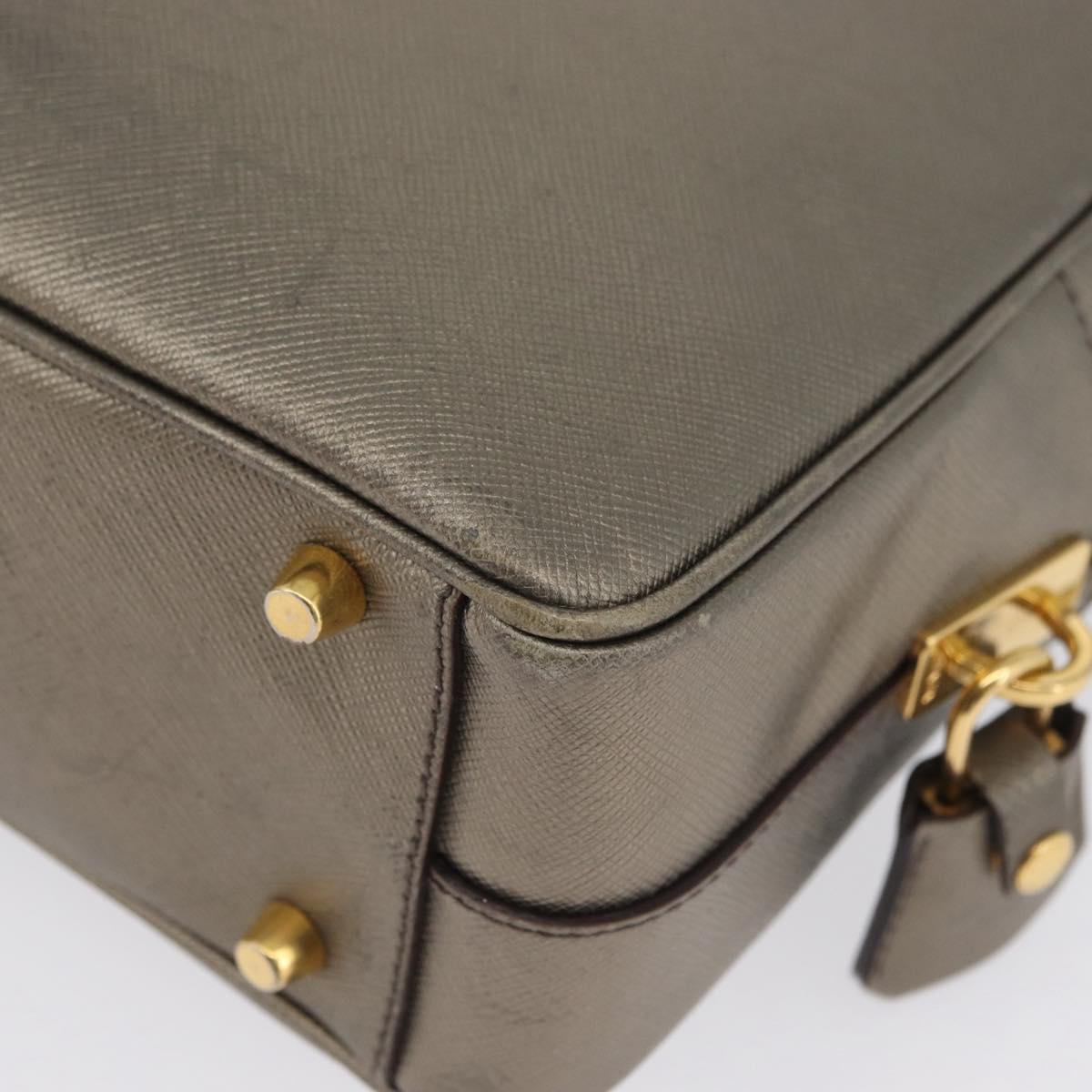 PRADA Hand Bag Safiano leather Gold Auth am11051A