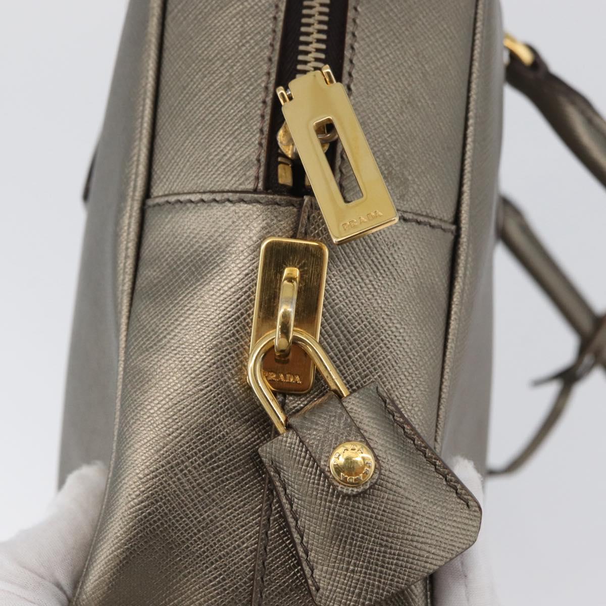 PRADA Hand Bag Safiano leather Gold Auth am11051A