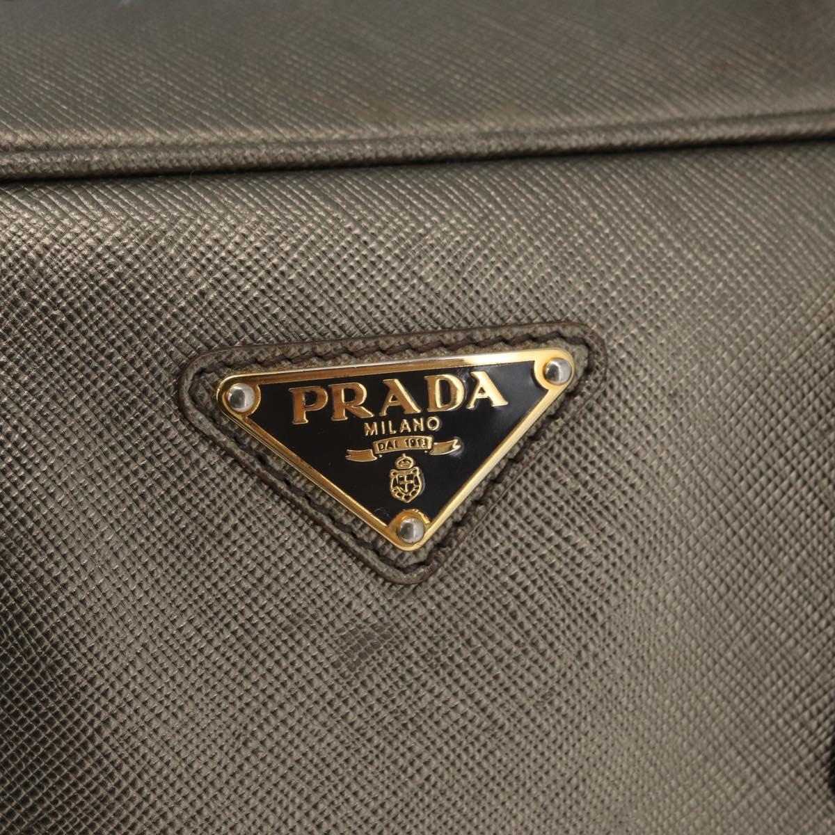 PRADA Hand Bag Safiano leather Gold Auth am11051A
