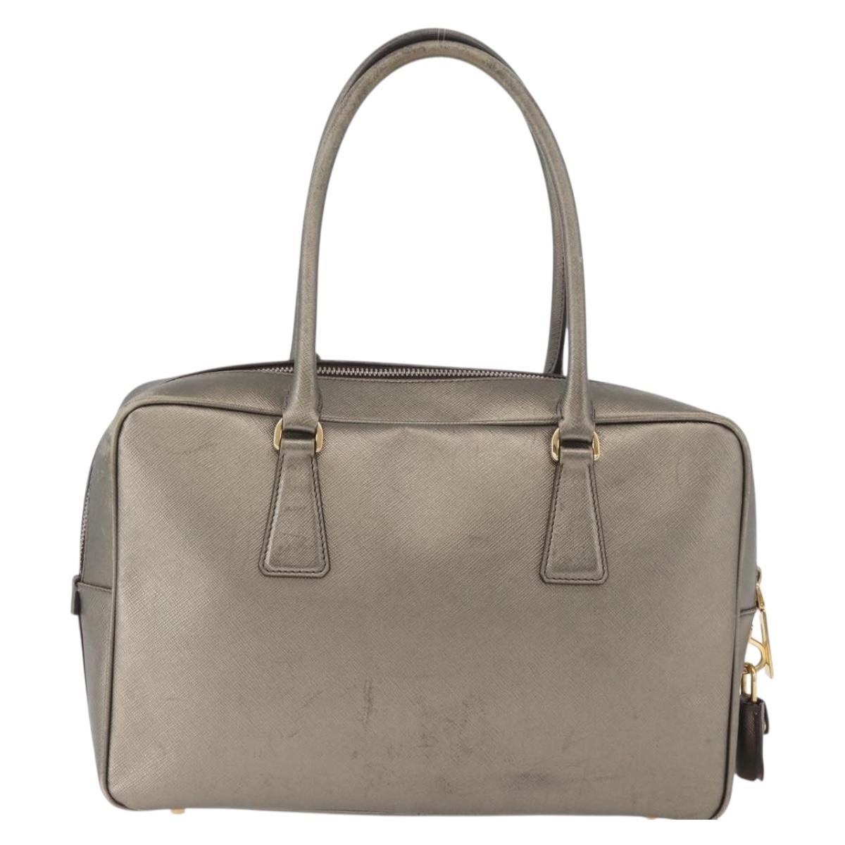 PRADA Hand Bag Safiano leather Gold Auth am11051A