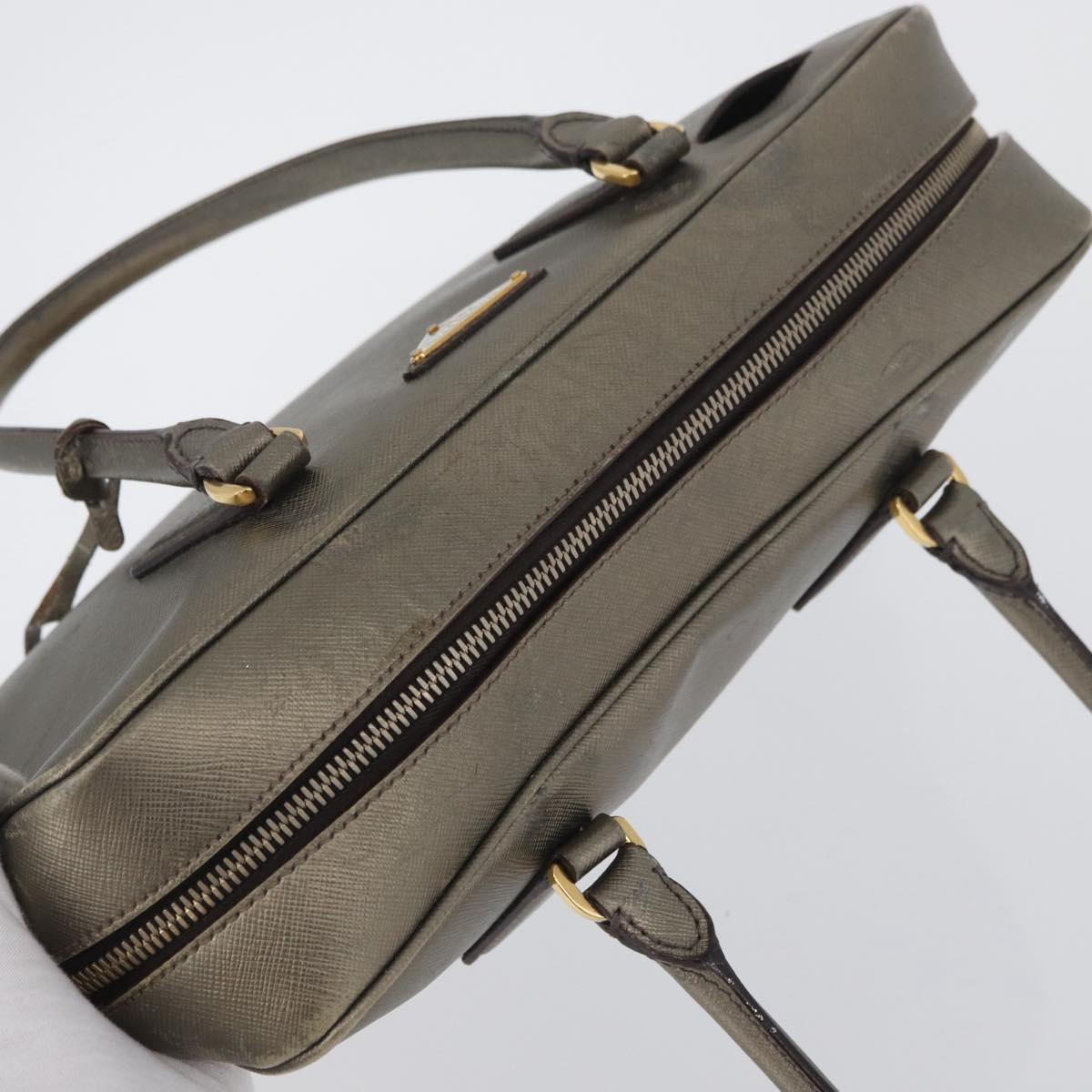 PRADA Hand Bag Safiano leather Gold Auth am11051A