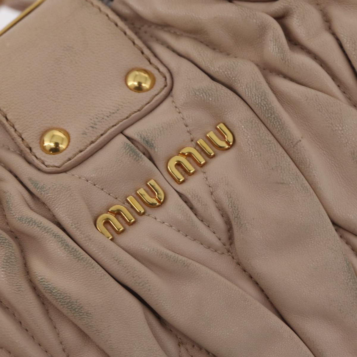 Miu Miu Matelasse Hand Bag Leather 2way Pink Gold Auth am11053A