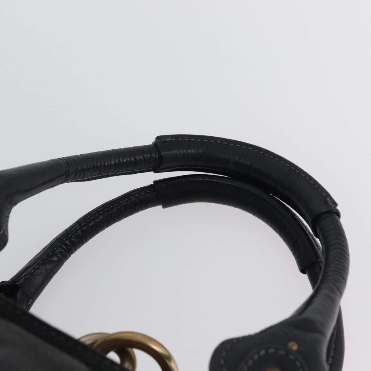 Chloe Paddington Hand Bag Leather Black Gold Silver Auth am11055SAV