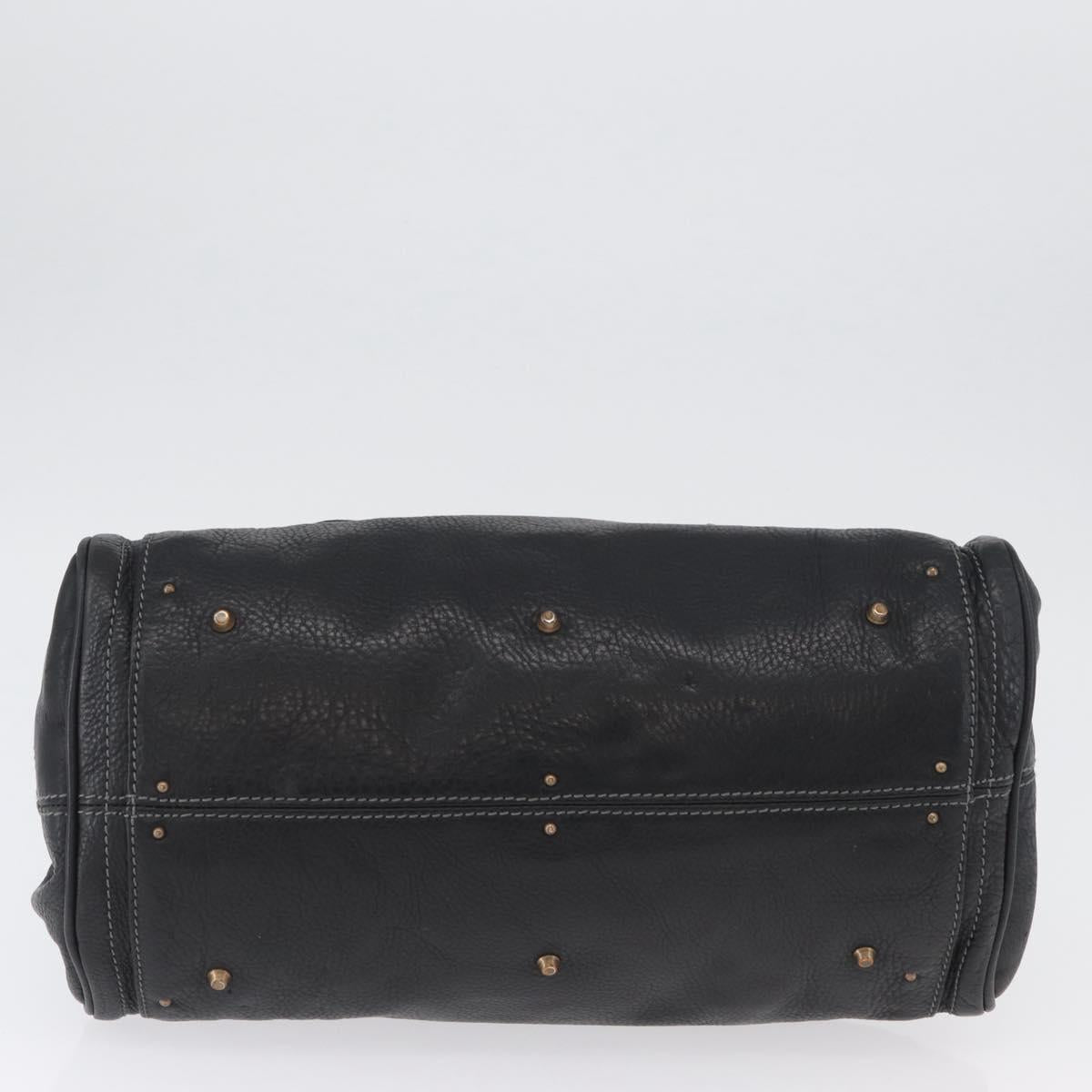 Chloe Paddington Hand Bag Leather Black Gold Silver Auth am11055SAV