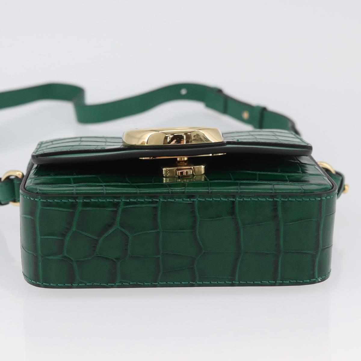 Chloe C Hand Bag Embossed Leather 2way Green Gold Auth am11062V