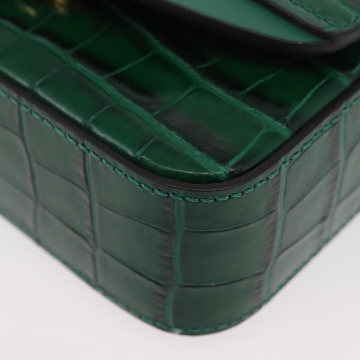 Chloe C Hand Bag Embossed Leather 2way Green Gold Auth am11062V