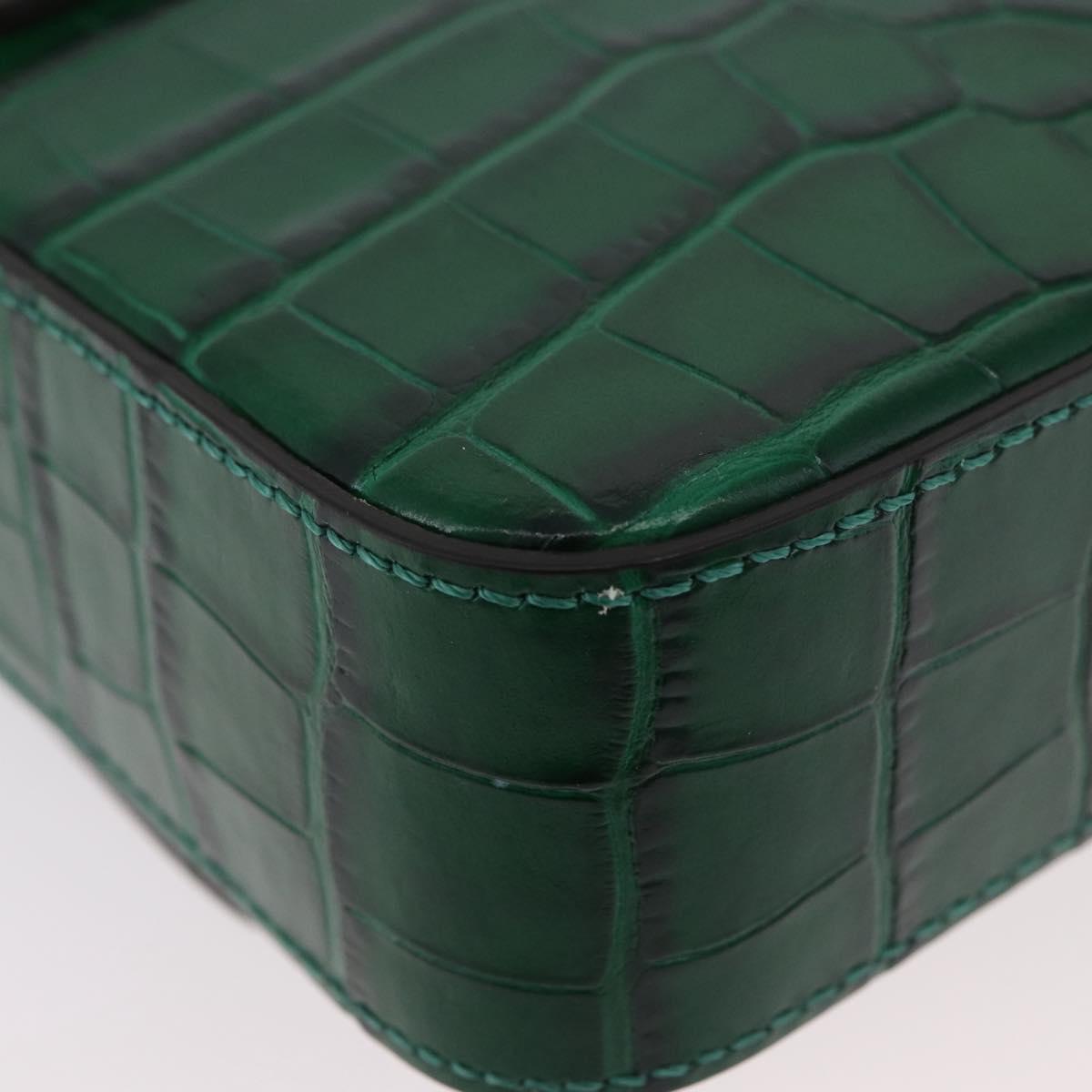 Chloe C Hand Bag Embossed Leather 2way Green Gold Auth am11062V
