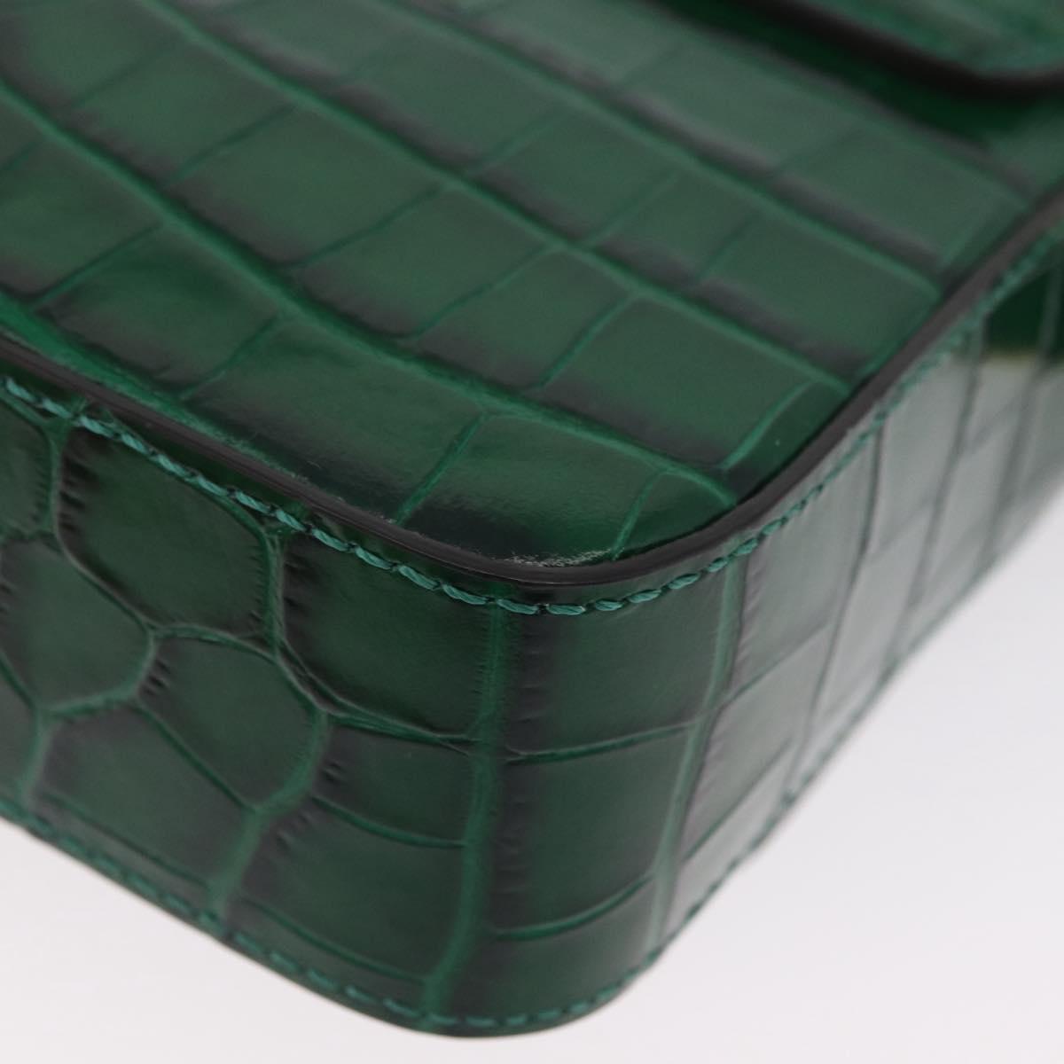 Chloe C Hand Bag Embossed Leather 2way Green Gold Auth am11062V