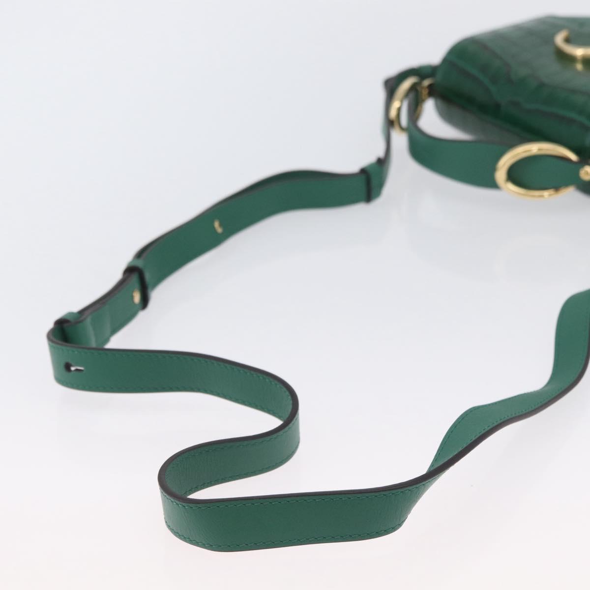 Chloe C Hand Bag Embossed Leather 2way Green Gold Auth am11062V