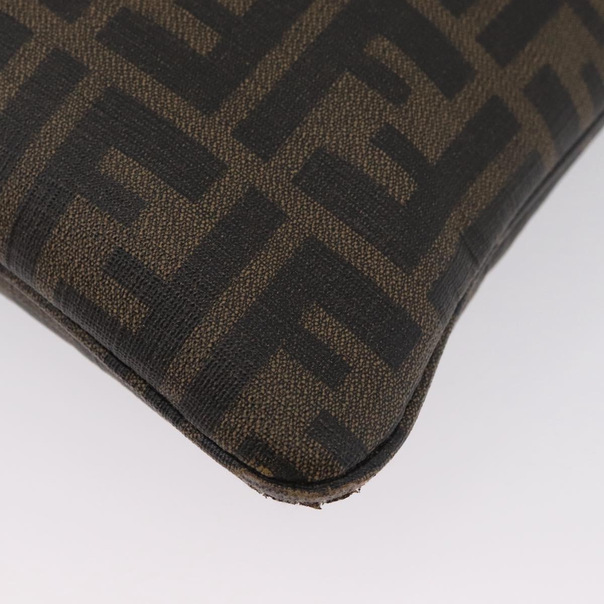 FENDI Zucca Canvas Shoulder Bag PVC Brown Black Auth am11068A