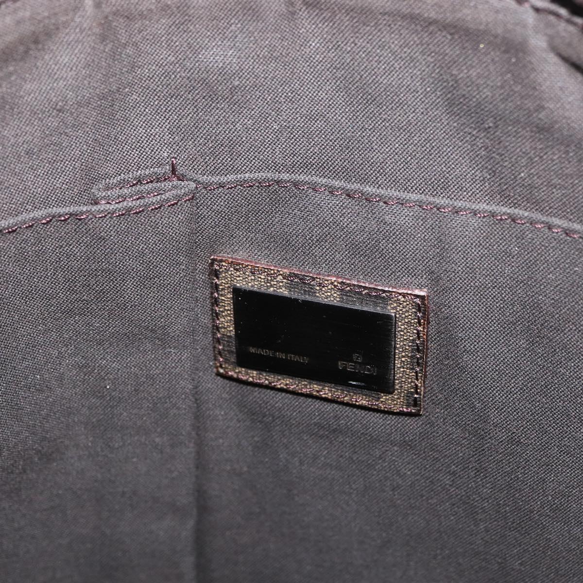 FENDI Zucca Canvas Shoulder Bag PVC Brown Black Auth am11068A
