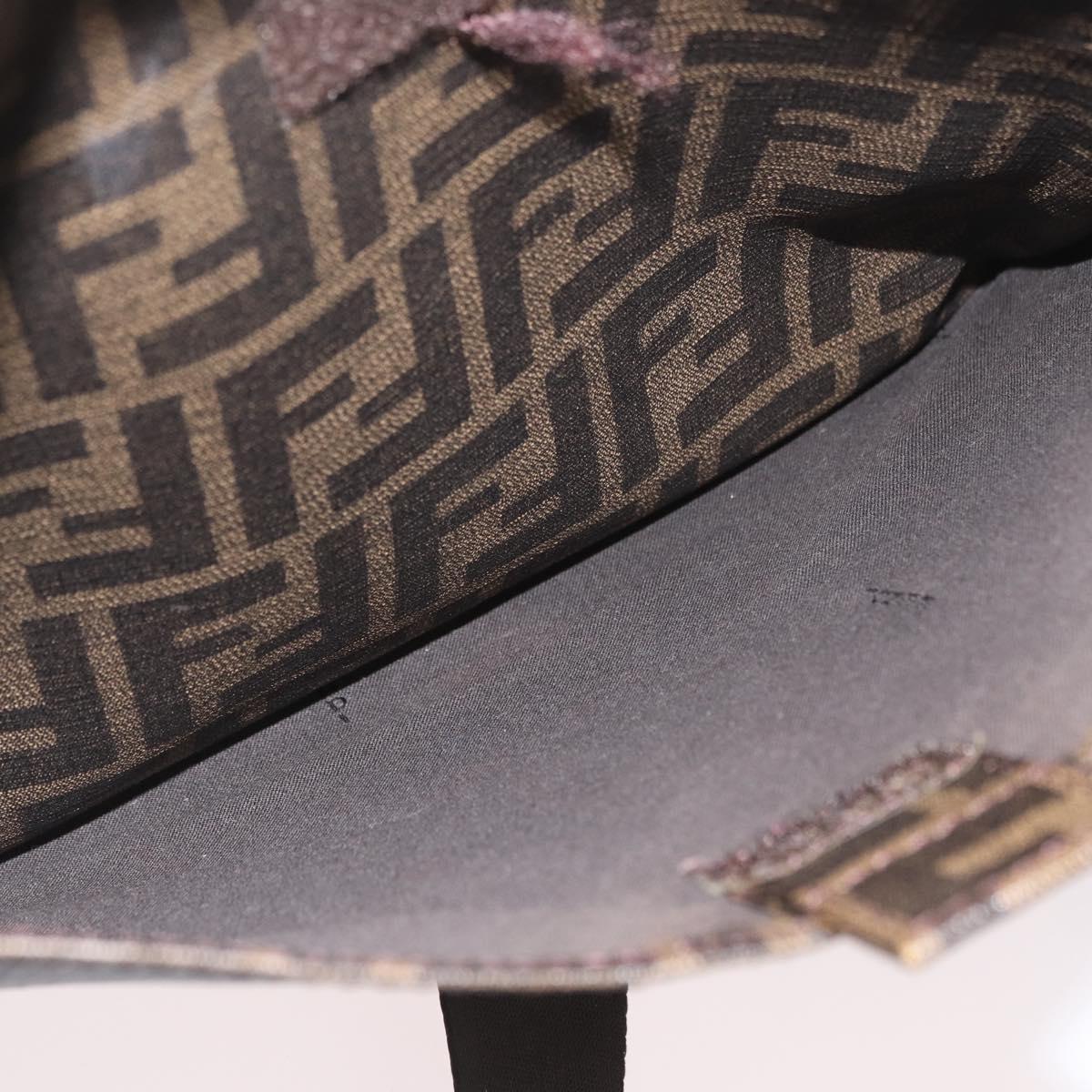 FENDI Zucca Canvas Shoulder Bag PVC Brown Black Auth am11068A