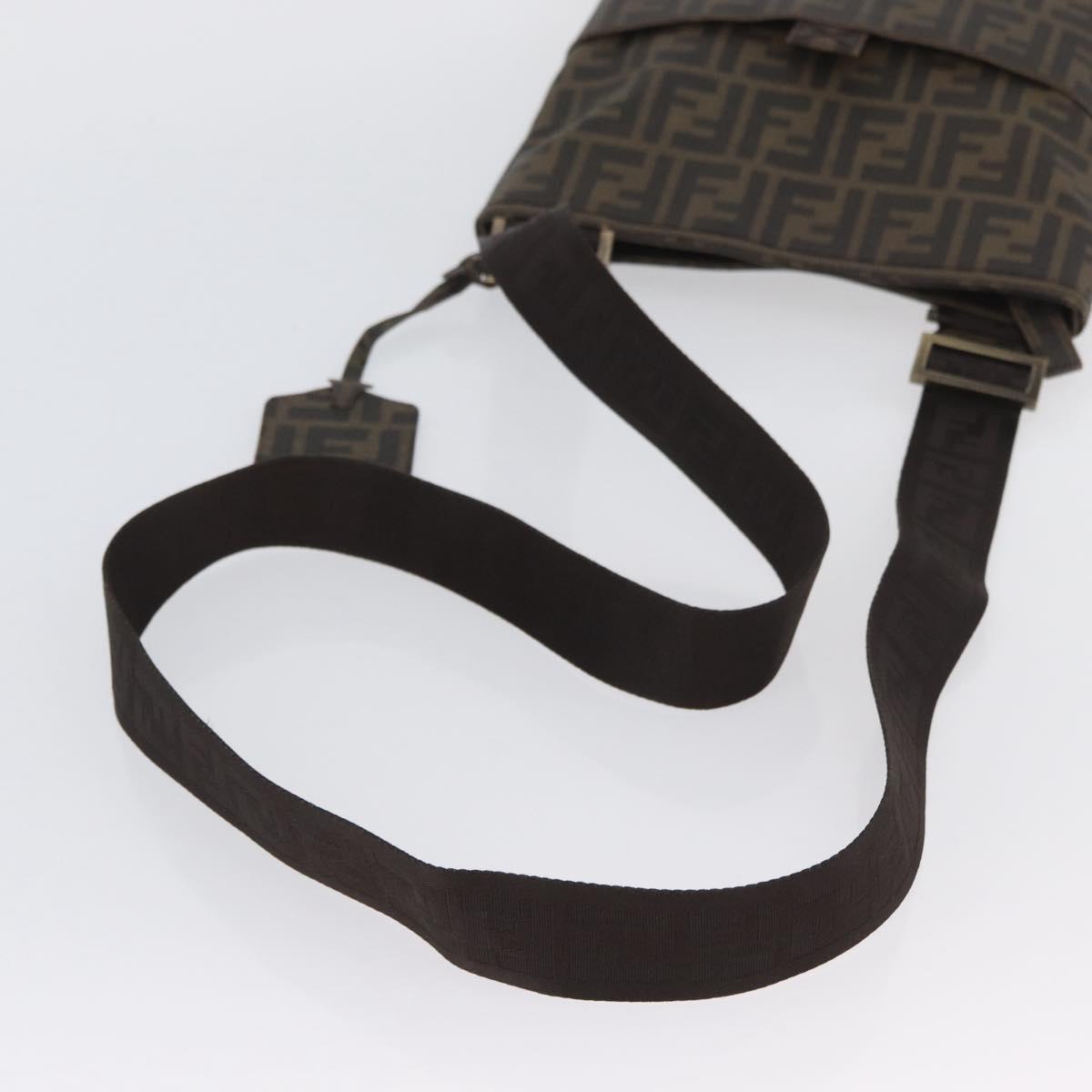 FENDI Zucca Canvas Shoulder Bag PVC Brown Black Auth am11068A