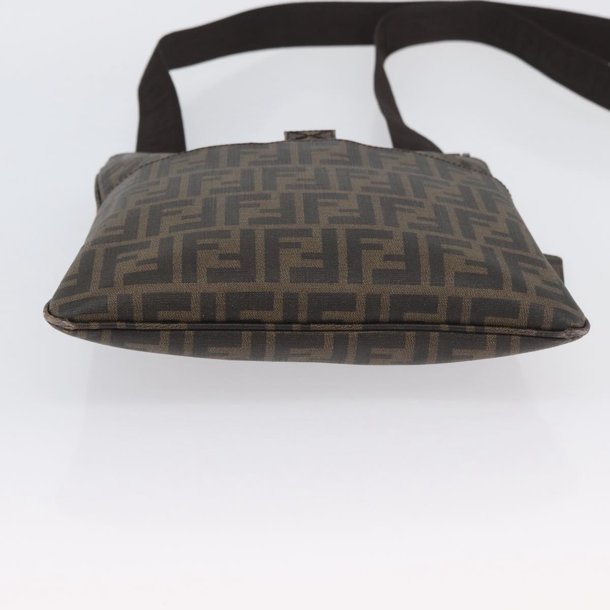 FENDI Zucca Canvas Shoulder Bag PVC Brown Black Auth am11068A