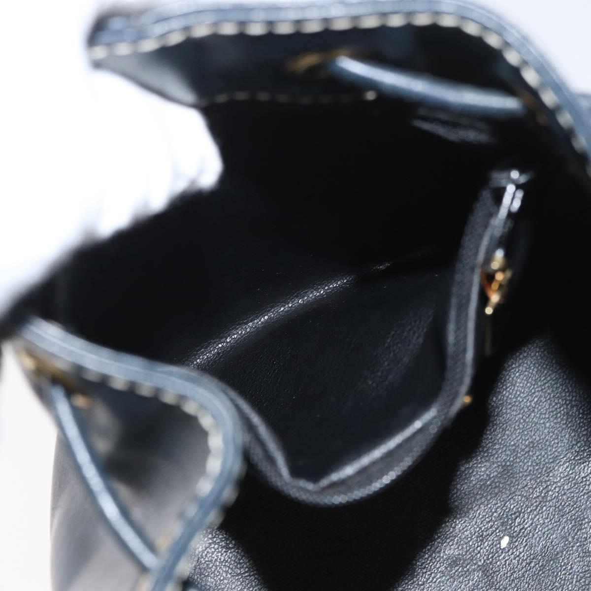 SAINT LAURENT Purse Shoulder Bag Leather Navy White Gold Auth am11069A