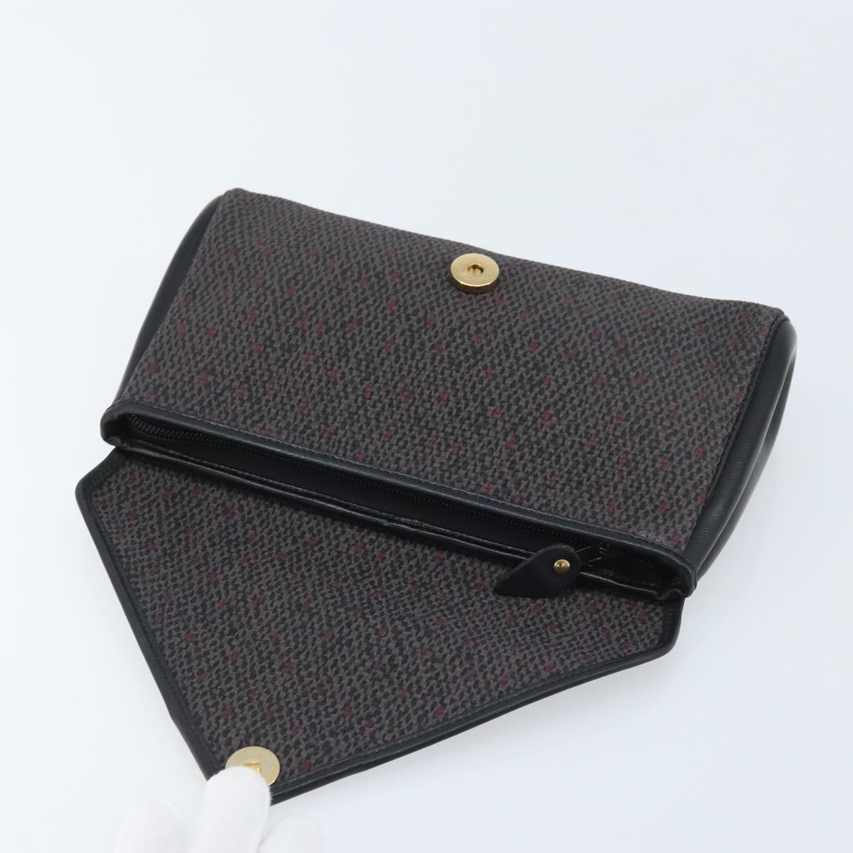 SAINT LAURENT Clutch Bag Leather Canvas Black Gold Auth am11073A