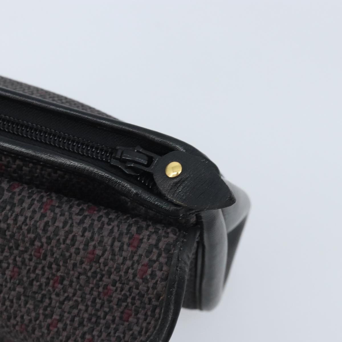 SAINT LAURENT Clutch Bag Leather Canvas Black Gold Auth am11073A