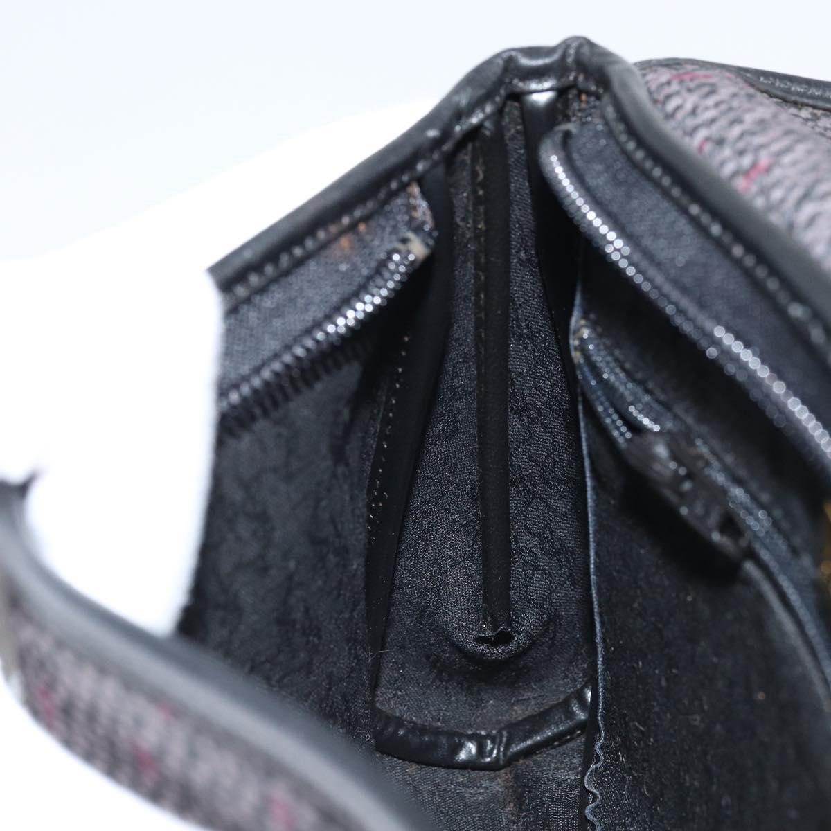 SAINT LAURENT Clutch Bag Leather Canvas Black Gold Auth am11073A