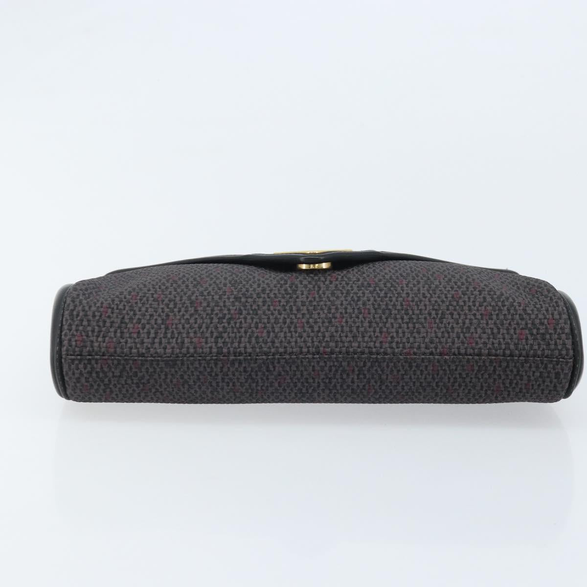 SAINT LAURENT Clutch Bag Leather Canvas Black Gold Auth am11073A