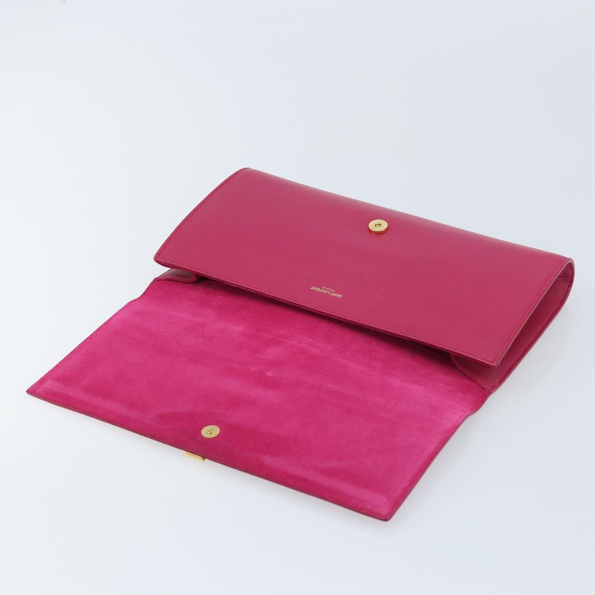 SAINT LAURENT Kabas Clutch Bag Leather Pink Gold 311213 Auth am11074A
