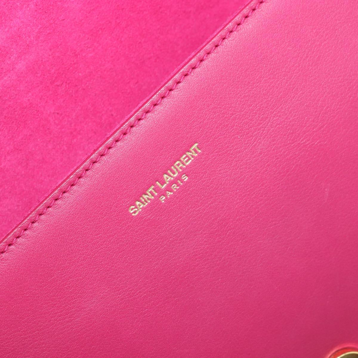 SAINT LAURENT Kabas Clutch Bag Leather Pink Gold 311213 Auth am11074A