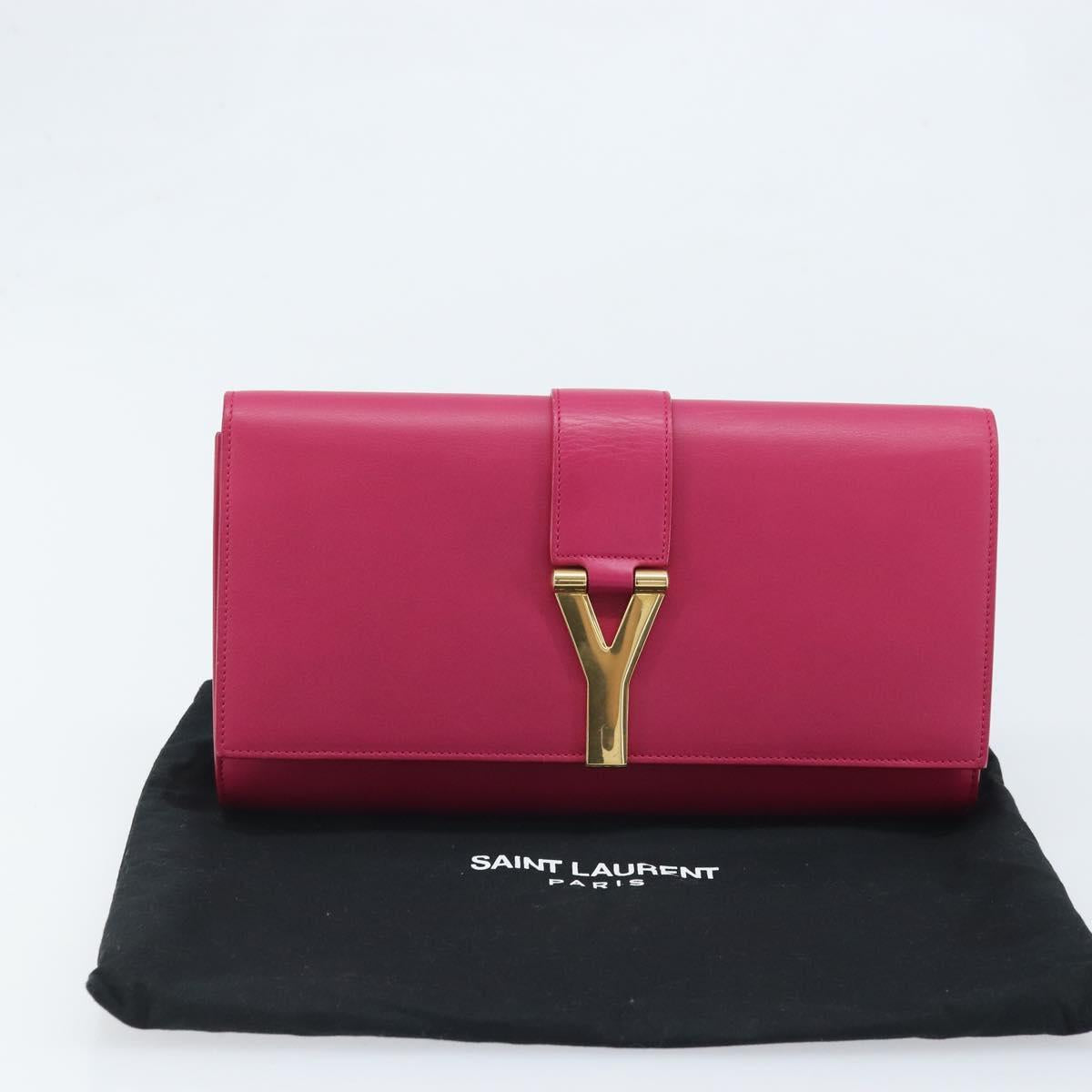 SAINT LAURENT Kabas Clutch Bag Leather Pink Gold 311213 Auth am11074A