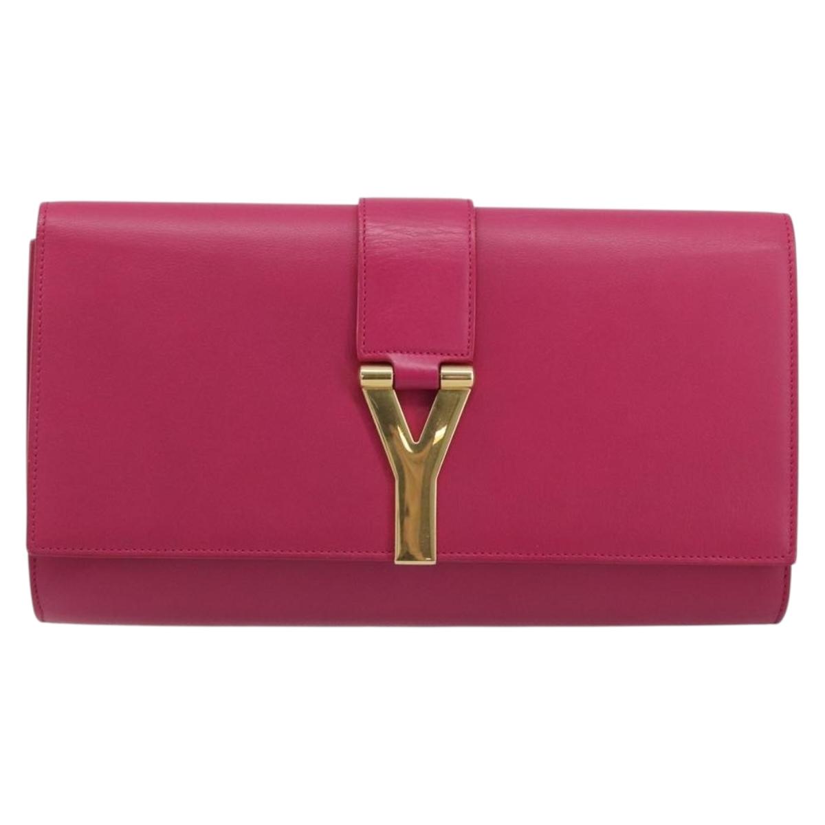 SAINT LAURENT Kabas Clutch Bag Leather Pink Gold 311213 Auth am11074A