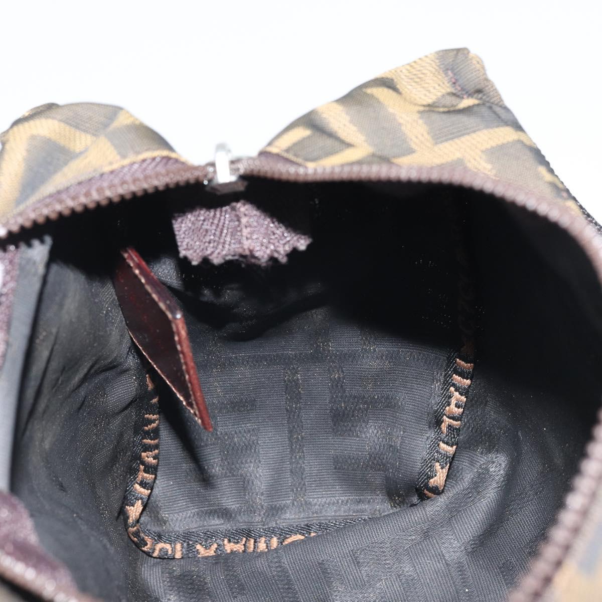 FENDI Zucca Canvas Mini Hand Bag Black Brown Auth am11075A