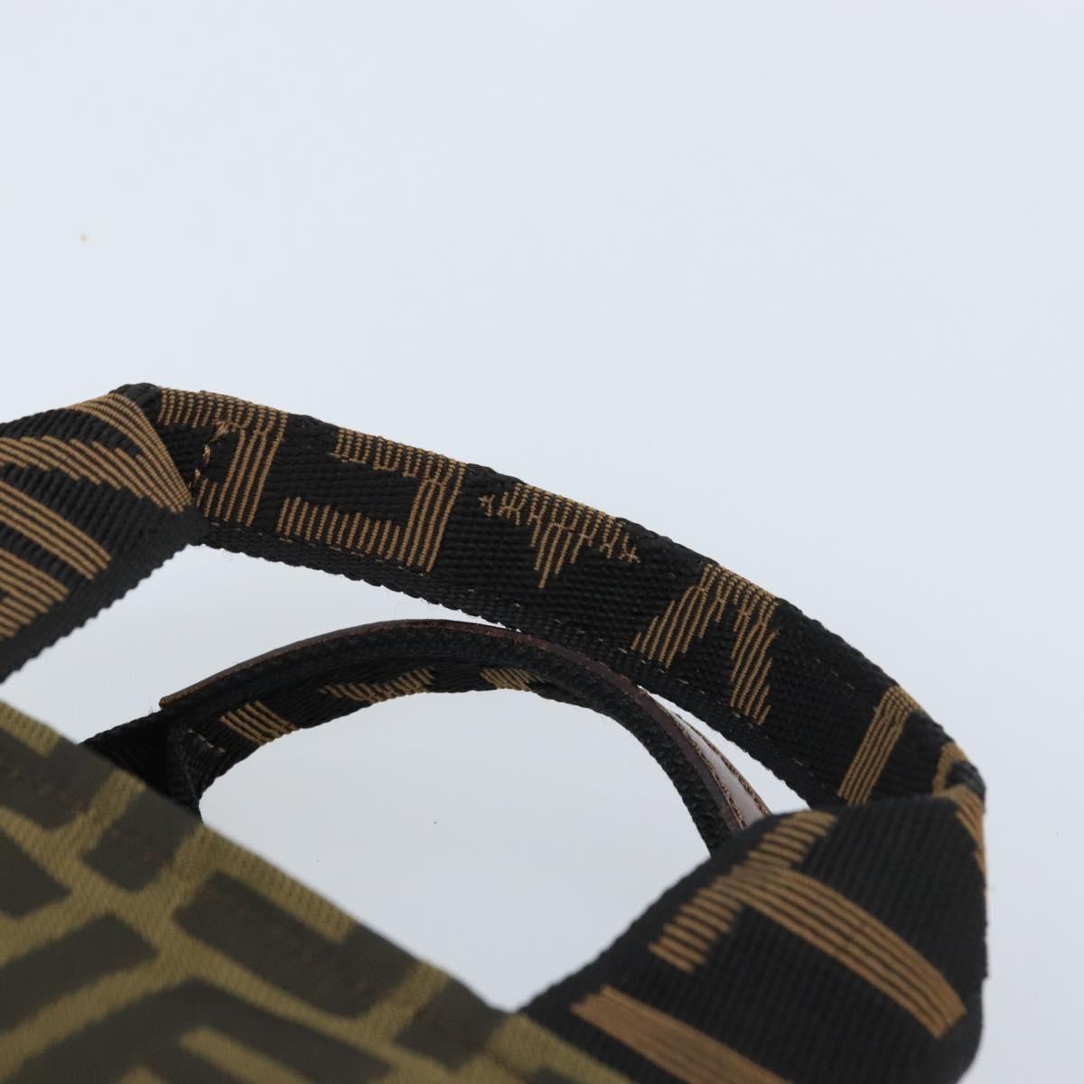 FENDI Zucca Canvas Mini Hand Bag Black Brown Auth am11075A