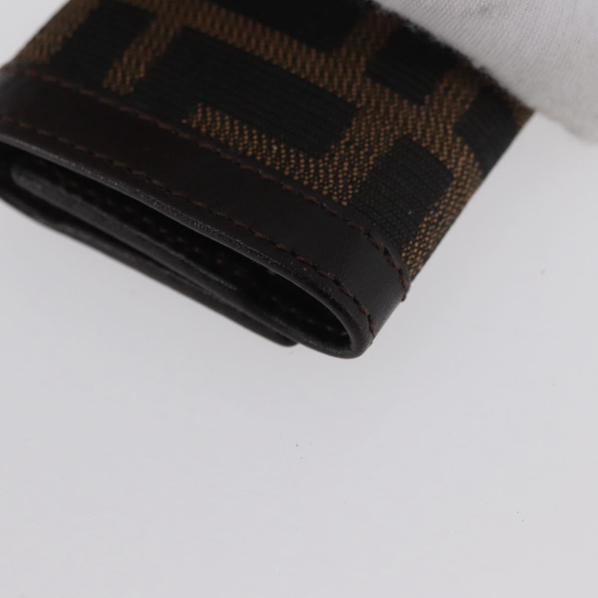 FENDI Zucca Canvas Key Case Black Brown Auth am11078A