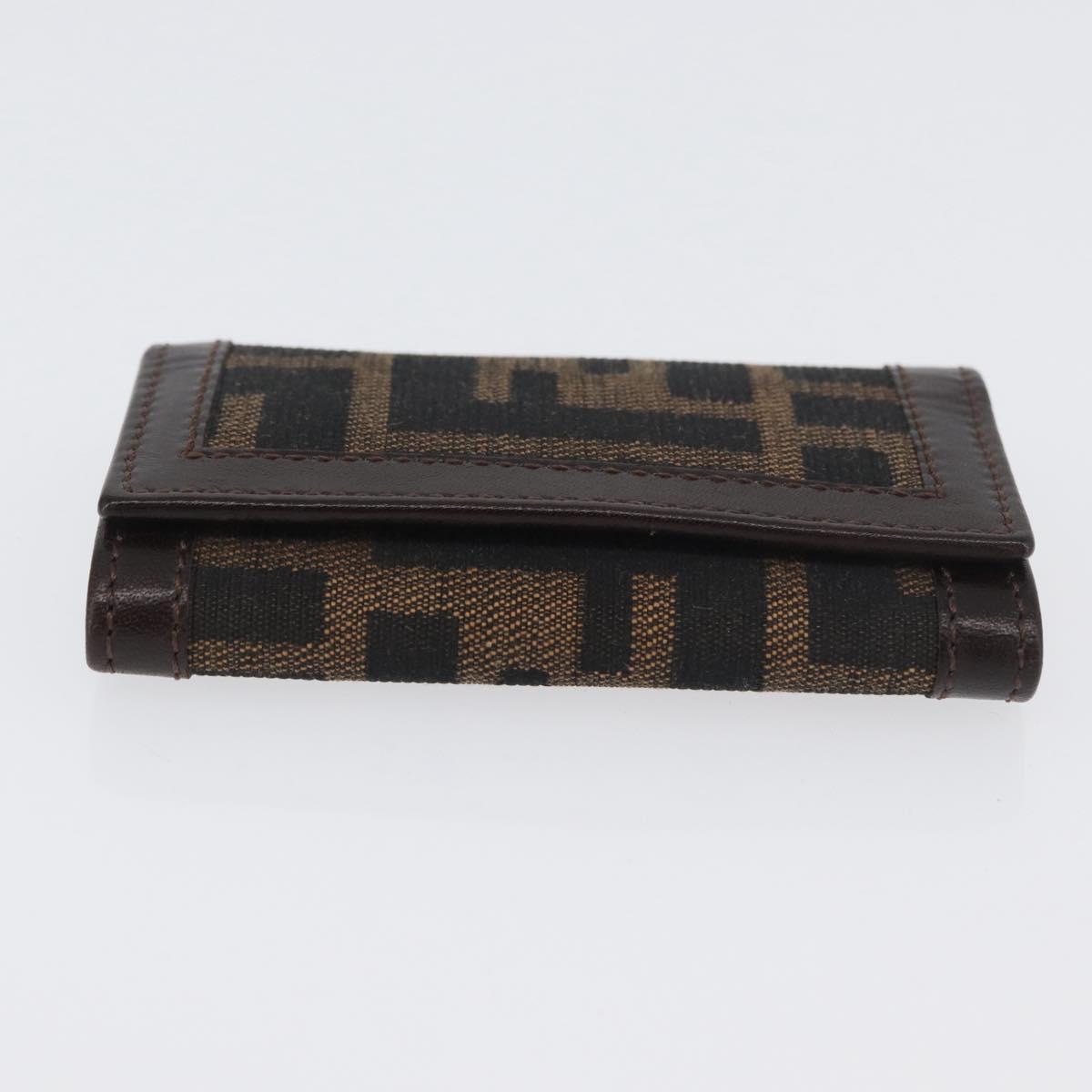FENDI Zucca Canvas Key Case Black Brown Auth am11078A