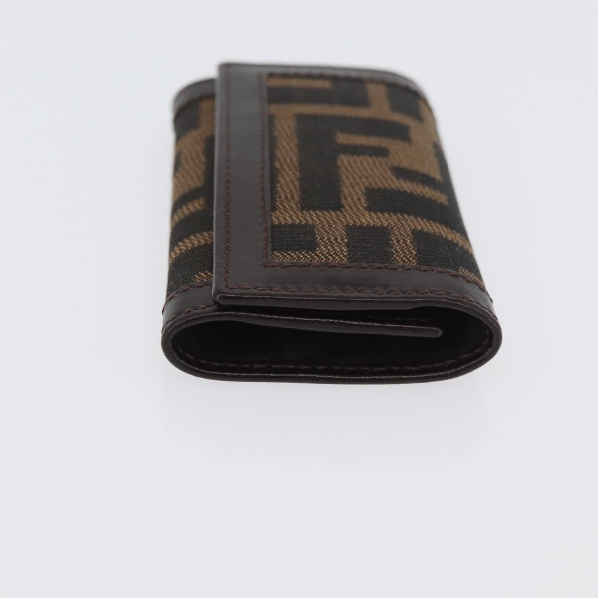 FENDI Zucca Canvas Key Case Black Brown Auth am11078A