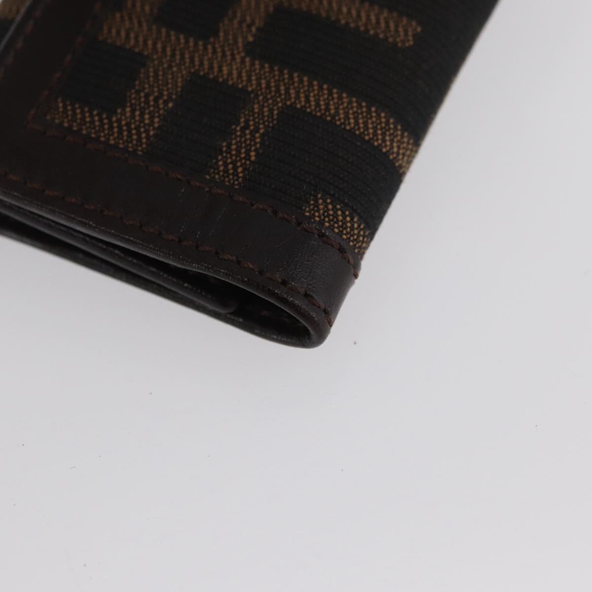 FENDI Zucca Canvas Key Case Black Brown Auth am11078A