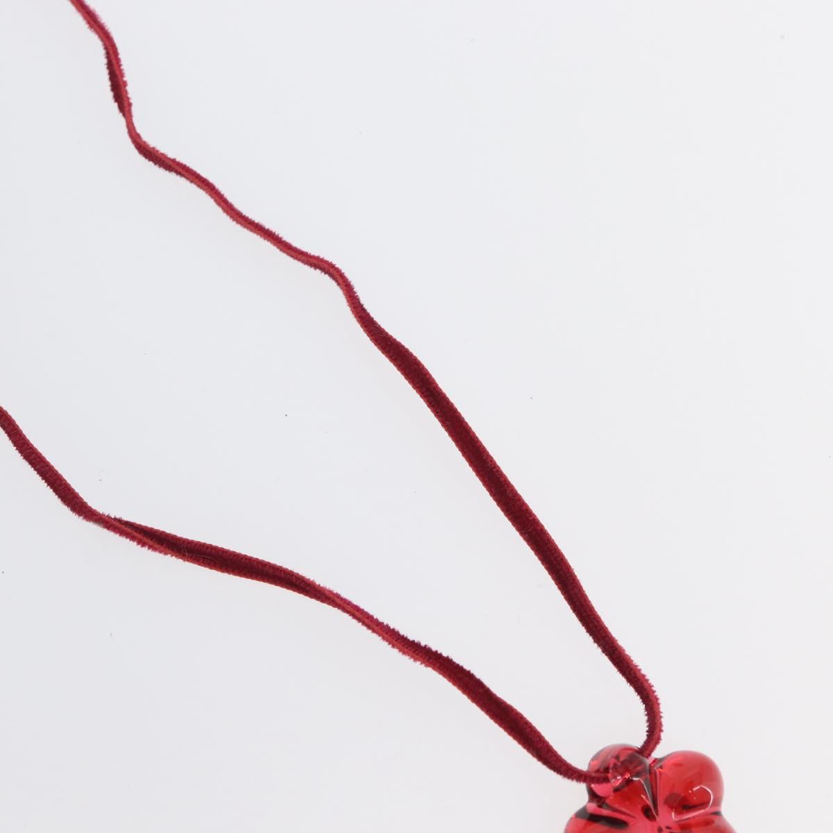 Baccarat Flower Necklace Glass Red Auth am11079