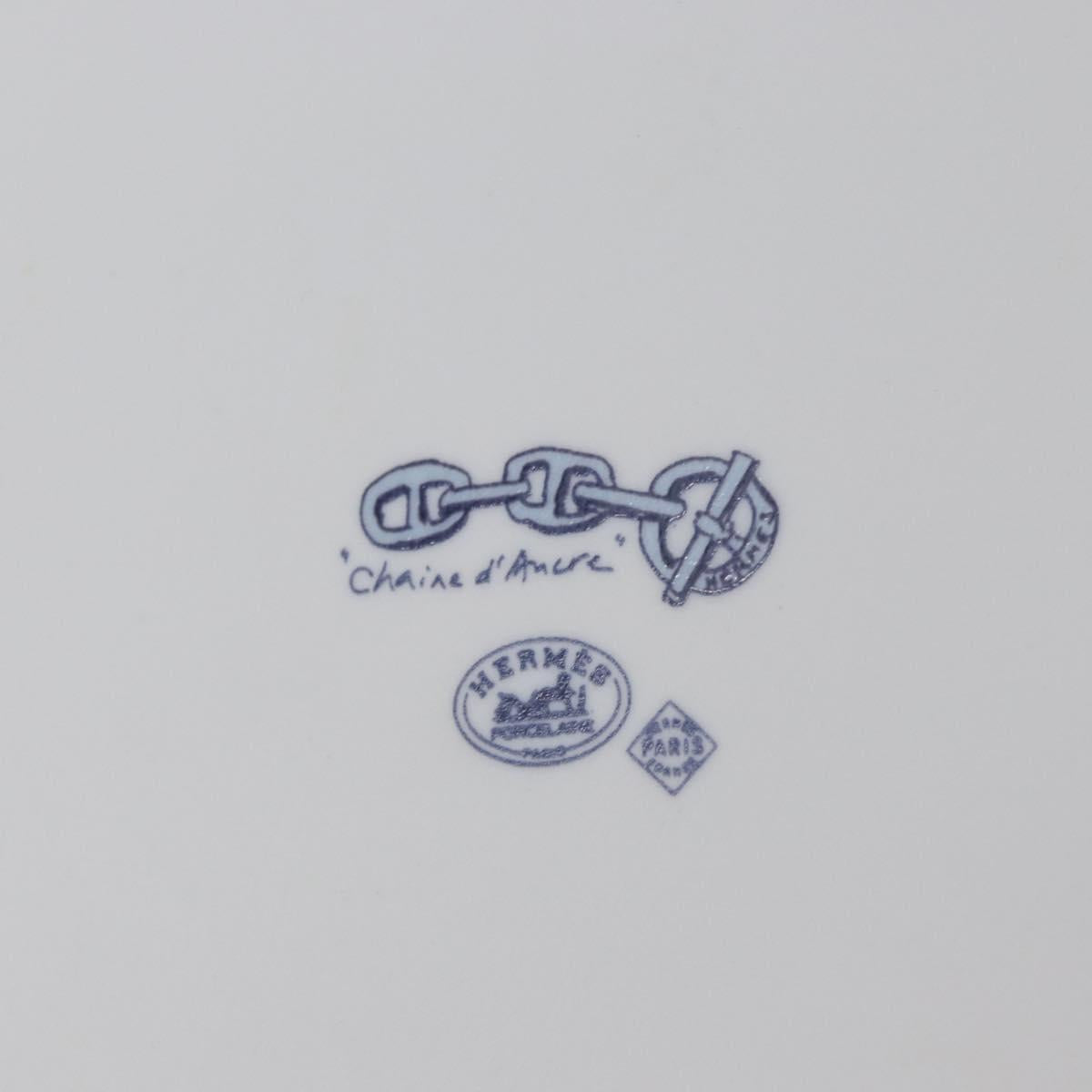 HERMES Shane Dunkle plate Pottery White Navy Auth am11081A