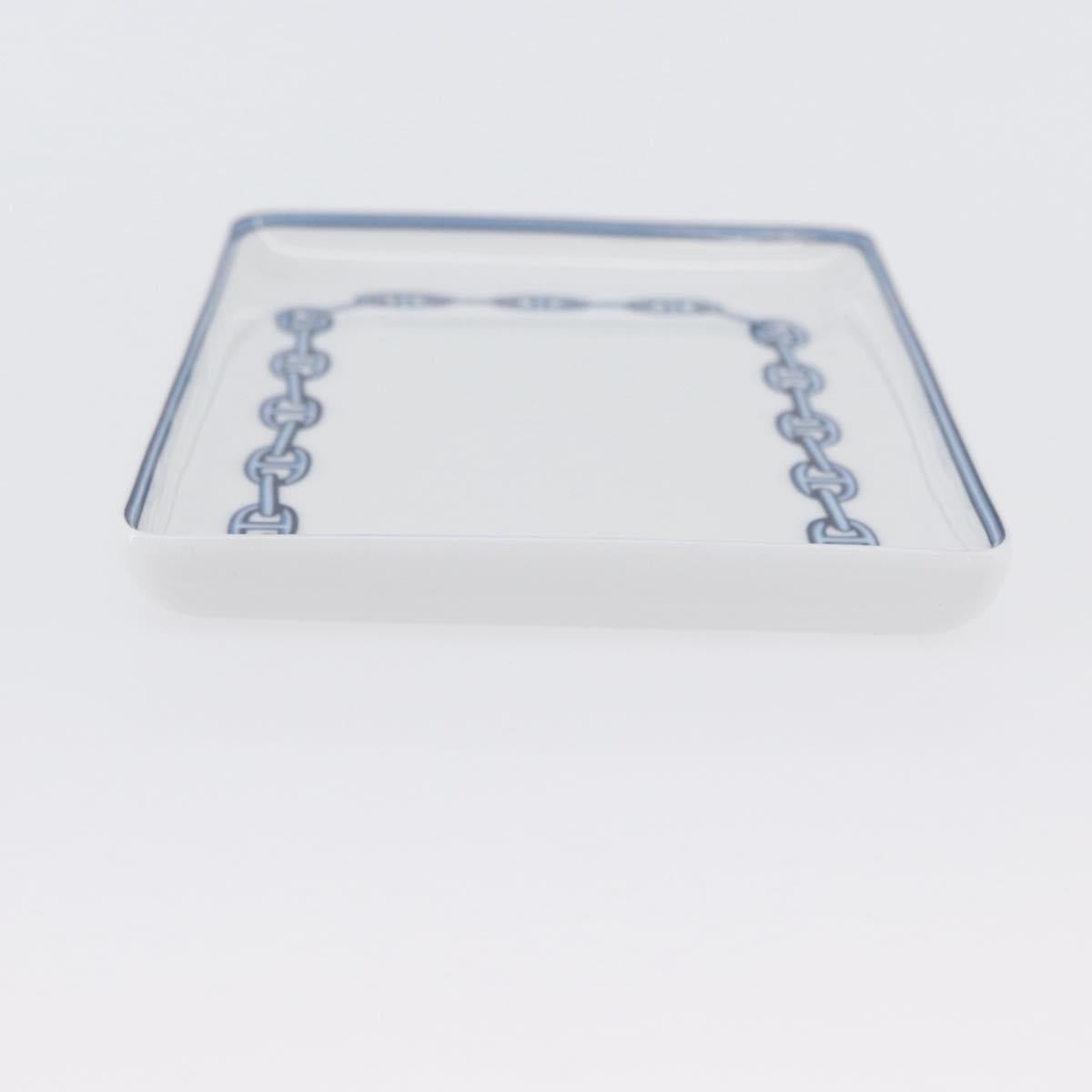 HERMES Shane Dunkle plate Pottery White Navy Auth am11081A