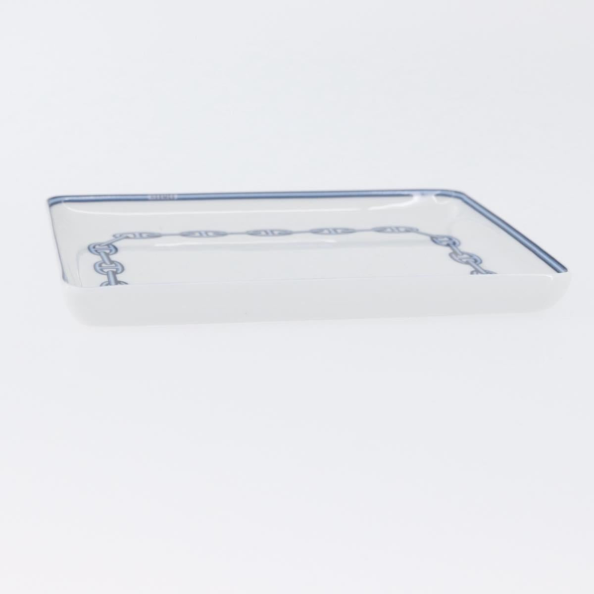 HERMES Shane Dunkle plate Pottery White Navy Auth am11081A