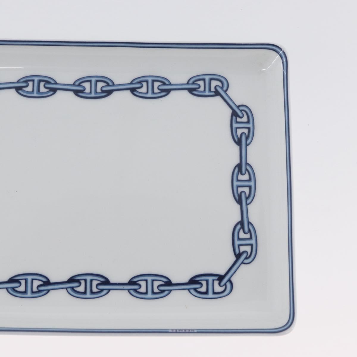 HERMES Shane Dunkle plate Pottery White Navy Auth am11081A