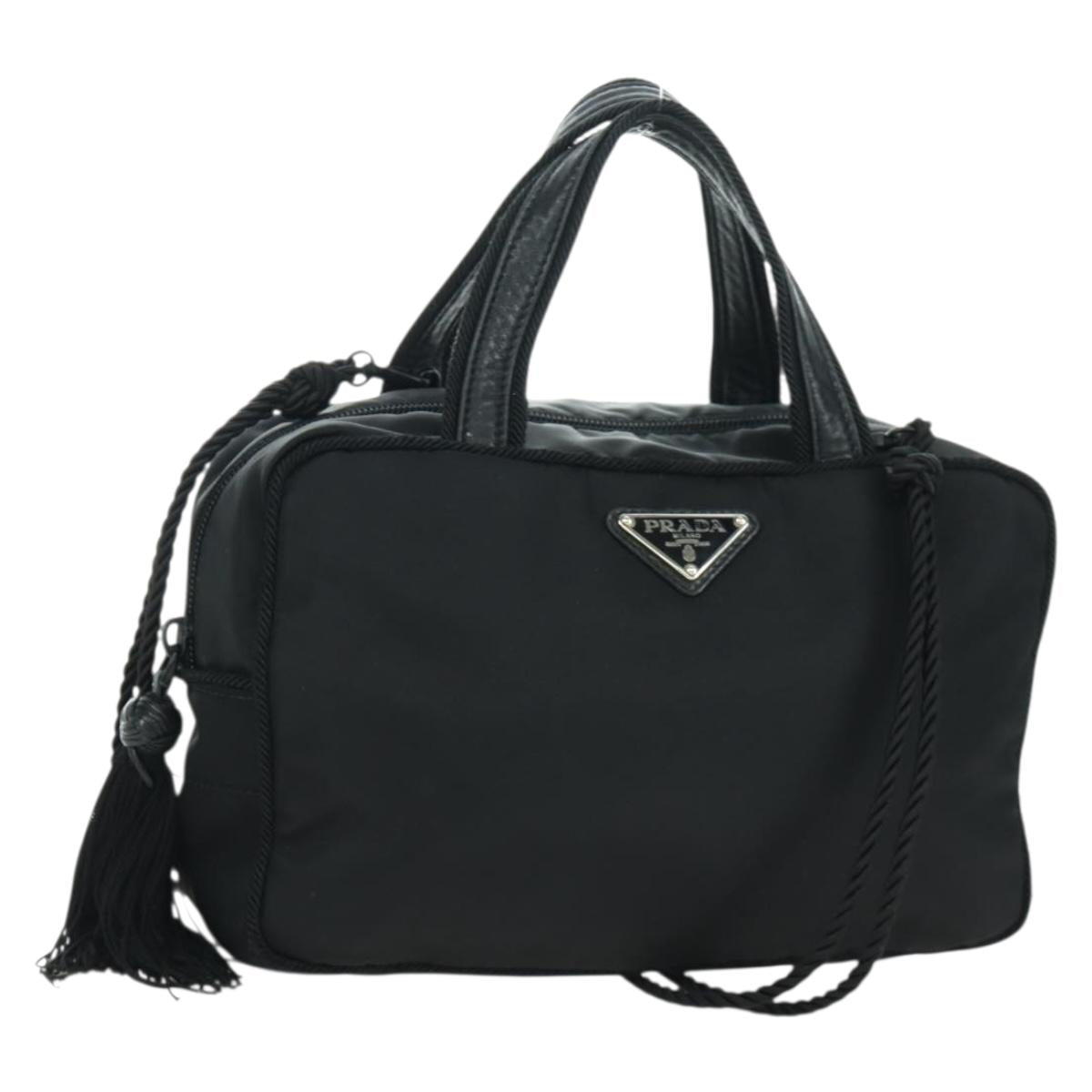 PRADA Fringe Hand Bag Nylon 2way Black BL0916 Auth am11097V