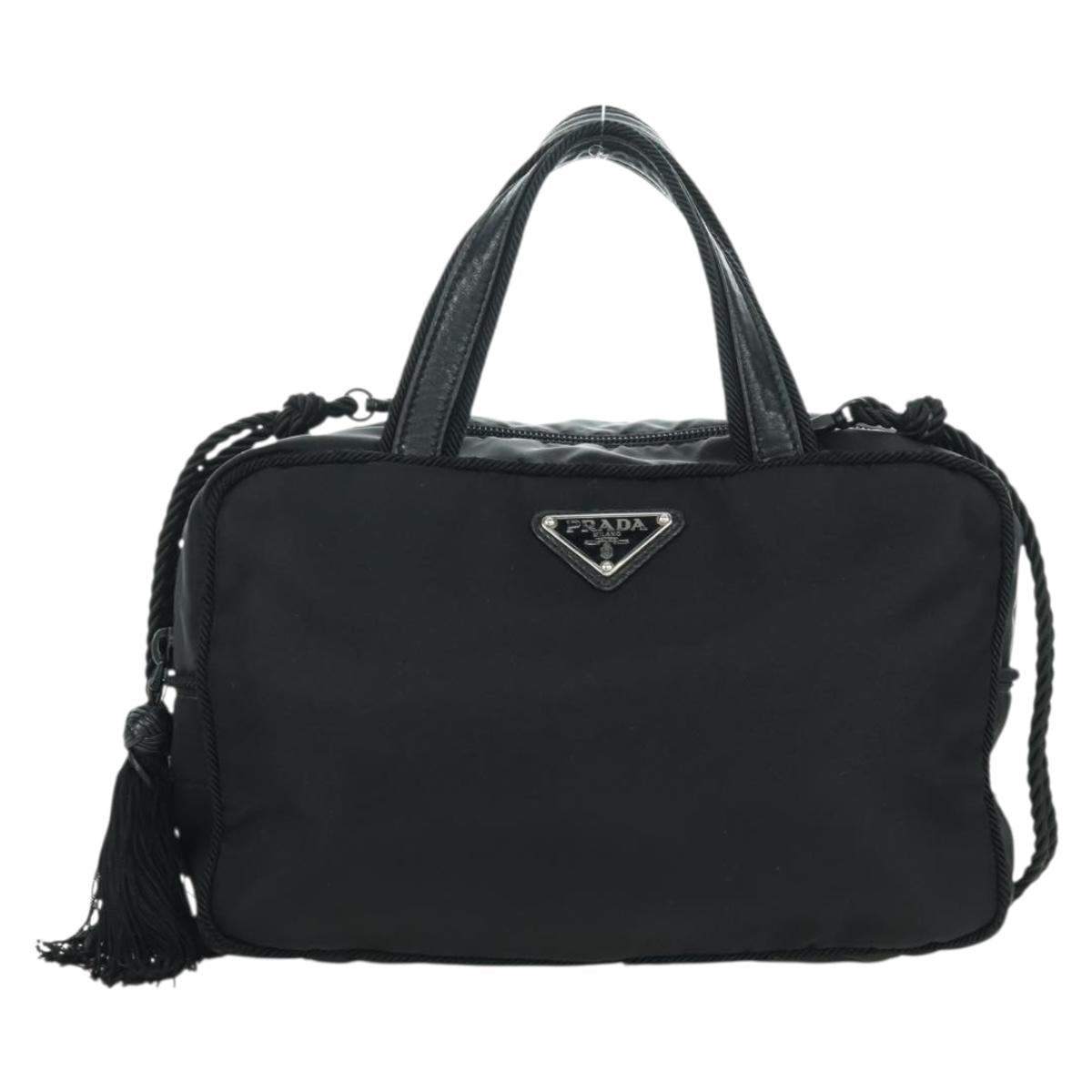 PRADA Fringe Hand Bag Nylon 2way Black BL0916 Auth am11097V
