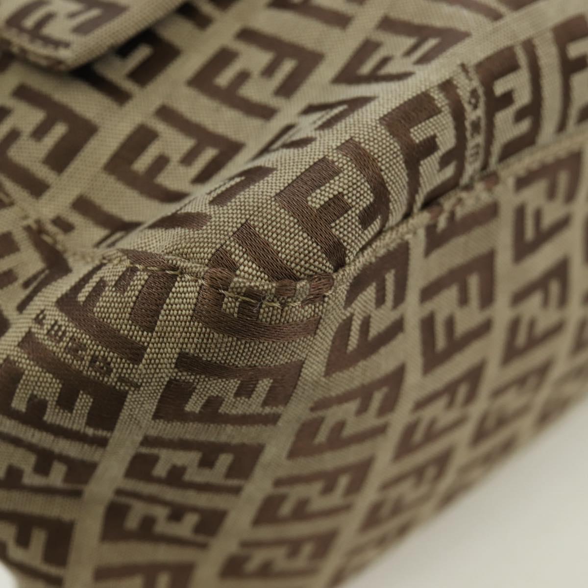FENDI Zucchino Canvas Mamma bucket Hand Bag Beige Silver Auth am11099V