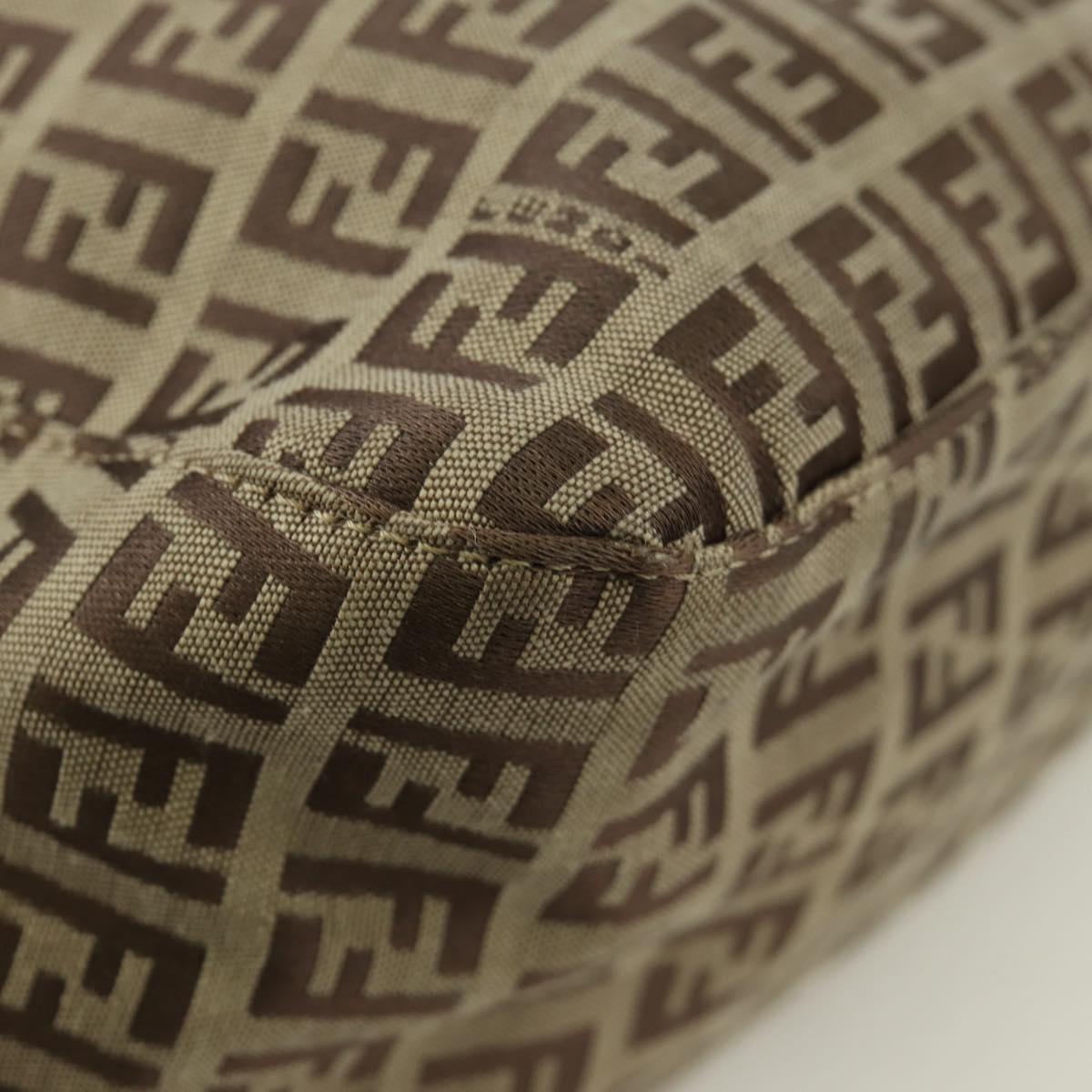 FENDI Zucchino Canvas Mamma bucket Hand Bag Beige Silver Auth am11099V
