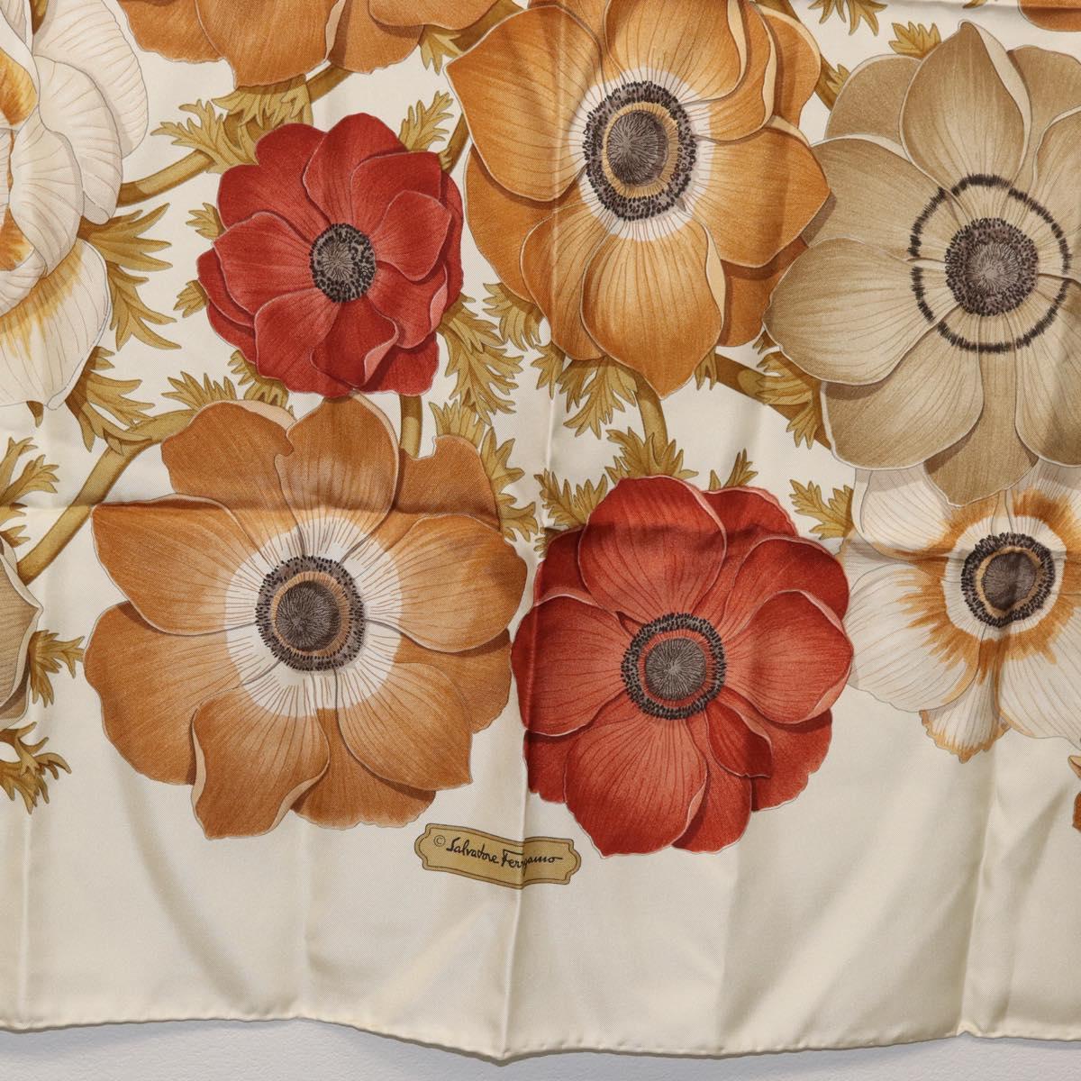 Salvatore Ferragamo Scarf Silk White Auth am11100A